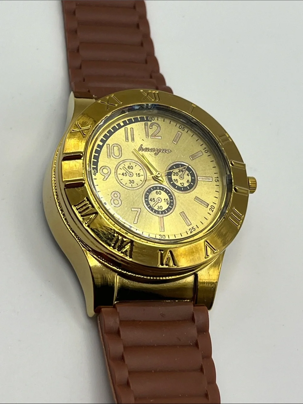 Men's  Lighter Watch with Brown Silicone Strap
